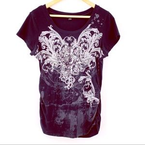 South Pole Graphic Black Tee Stud Detail Size XXL